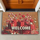 Valerine Life Yılbaşı Şemsiye Şekeri ve Hediyeler Welcome Kapı Önü Paspası 45x70cm