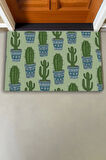 Valerine Life Dikenime Katlan Keyfine Bak Yeşil Kaktüs Welcome Hoş Geldiniz Kapı Önü Paspası 45x70cm