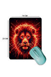 SonicTouch Kırmızı Neon Aslan Pürüzsüz Yüzey Kaymaz Taban Dikişsiz Kenar Gamer Oyuncu Mouse Pad 19x23cm