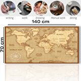 SonicTouch Vintage Retro Dünya Haritası Kaydırmaz Silinebilir Yıkanabilir Masa Matı Pad 70x140cm