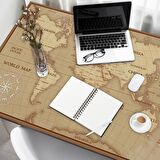 SonicTouch Vintage Retro Dünya Haritası Kaydırmaz Silinebilir Yıkanabilir Masa Matı Pad 70x140cm