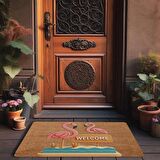 Valerine Life Pembe Flamingo Çifti Welcome Kapı Önü Paspası 45x70cm