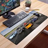 SonicTouch Car Race Arabalar Kaydırmaz Gaming Oyuncu Masaüstü Dikişsiz Siyah Turuncu Klavye Pad 32X70Cm