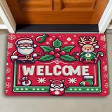 Valerine Life Noel Baba ve Çınar Yaprağı Welcome Kapı Önü Paspası 45x70cm