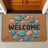 Valerine Life Renkli Midye ve Taşlar Welcome Kapı Önü Paspası 45x70cm