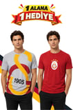 GALATASARAY ORİJİNAL LİSANSLI GRİ T-SHİRT, HEDİYELİ KIRMIZI T-SHİRT