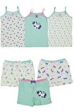 DİAMONDSTAR KIZ 3/12 YAŞ KARIŞIK DESENLİ ATLET VE BOXER SET