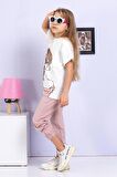 Kız Çocuk  Barbie   Baskılı Bisiklet Yaka 7/14 yaş Garson Boy Eşofman Takımı