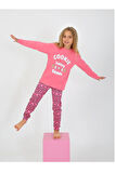 Kız Çocuk Uzun Kollu %100 Pamuklu Pijama Takımı 10/15 Yaş