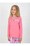 Kız Çocuk Love Me Baklı Uzun Kollu %100 Pamuklu Düğme Detaylı Pijama Takımı  10/15 Yaş
