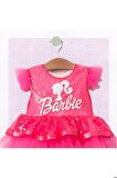 Barbie Baskılı  Kız Elbise 1/4 yaş