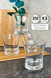 3'lü Classic Cam Pipetli Limanata Kokteyl Kalın Tabanlı Cam Bardak Meşrubat Su Bardağı 210ml