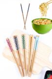 20 Çift Bambu Chopstick Desenli Yıkanabilir Kore Çin Yemek Çubuğu El Yapımı Doğal Ahşap Sushi Çubuk