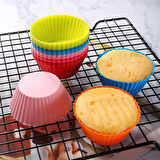 Tilbe Home 30 Adet Silikon Muffin Kek Kapsülü Yeniden Kullanılabilir Cupcake Browni Kek Kalıbı Renkli