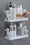4'lü Kendinden Yapışkanlı Craft Banyo Rafı Baharatlık Mutfak Organizer Duvara Monte Raf Düzenleyici