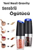 Gravity Otomatik Karabiber Tuz Değirmeni Seramik Bıçaklı Baharat Öğütücü LED Işıklı 5 Kademeli