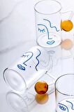 2li Boncuk Kulplu Kahve Sunum Abstract Bardağı 300ml Isıya Dayanıklı Yüz Figürlü Cam Kokteyl Bardak