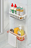 3lü Yapışkanlı Dolap İçi Düzenleyici Mutfak Banyo Lavabo Hazneli Organizer Bulaşıklık Sabunluk Seti
