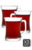 3'lü Classic Latte Meşrubat Su Bardağı 225ml Kulplu Cam Bardak Kahve Kokteyl Sunum Bardağı