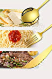 Tilbe Home Lüx 30 Parça Gold Çatal Kaşık Bıçak Seti Paslanmaz Çelik Servis Çeyiz Takımı Parlak Pürüzsüz Çelik