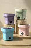 Tilbe Home Katlanır Mini Çamaşır Makinesi Pembe Taşınabilir Retro Silikon Çorap İç Çamaşırı Yıkayıcı 10 lt