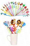 Emoji Pipet Sevimli Hayvan Meyve Okyanus Kokteyl Parti Pipetler Yeniden Kullanılabilir Kıvrık Pipet