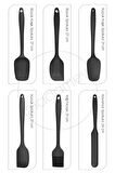 6lı Silikon Fırça Spatula Servis Takımı Yanmaz Yapışmaz Siyah Fırçası Kaşık Bıçak Spatula