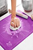 Hamur Matı Açma Silikon Silpat Hamur Açma Silikon Pasta Fırın Hamur Matı Alt Açma Mor Büyük Boy