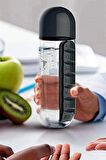 Renkli İlaç Kutulu Matara Suluk 600ml 7 Günlük Hap Kutusu Organizer Spor Sızdırmaz Su Şişesi Bardak