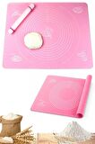 Hamur Matı Açma Mutfak Matı Silikon Silpat Pasta Fırın Hamur Yoğurma Matı Lüx Pembe Büyük Boy 65x45