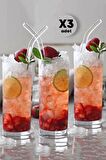 3'lü Classic Long Limanata Kokteyl Bardağı Meşrubat Su Bardağı 190ml