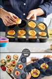 Tilbe Home 12'li Silikon Muffin Kalıbı Kurabiye Tatlı Kalıbı Yapışmaz Gıdaya Uygun Pişirme Cupcake Kek Kapsülü