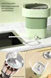 Tilbe Home Katlanır Mini Çamaşır Makinesi Yeşil Taşınabilir Retro Silikon Çorap İç Çamaşırı Yıkayıcı 10 lt