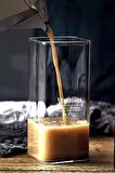2 Adet Kare Still Cam Bardak 350ml Isıya Dayanıklı Borosilikat Pipetli Kahve Sunum Meşrubat Bardağı