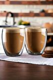 2li Çift Cidarlı Bardak 200 ml Ev Ofis Çay Fincanı Kahve Sunum Bardağı Dayanıklı Kupa Cam Bardak