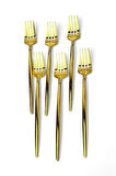 Tilbe Home Lüx 6 Parça Gold Çatal Seti Paslanmaz Çelik Çeyiz Çatal Takımı Parlak Pürüzsüz Gold Series