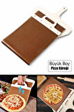 Tilbe Home Büyük Boy Sürgülü Pizza Küreği Kaydırılabilir Ahşap Pasta Ekmek Fırın Pide Küreği Yapışmaz Kürek
