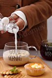 6lı Good Morning Kupa Cam Bardak Isıya Dayanıklı Kulplu Stil Kahve Sunum Kahvaltı Süt Bardağı 350ml