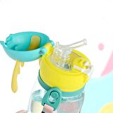 2 Adet Su Matara Geyik Kulaklı Figürlü Omuz Askılı Pipetli Çocuk Suluk Su Şişesi 600 ml