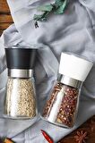Karabiber Tuzluk Değirmeni Seramik Bıçaklı Öğütücü Orta Dayanıklı Cam Boy Baharat Öğütücü Seti