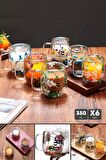6'lı Çift Çidarlı Flower Cup Çiçekli El Yapımı Borosilikat Bardak 350 ml Kulplu Kahve Sunum Bardağı