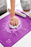 Hamur Matı Açma Silikon Çok Amaçlı Pasta Fırın Hamur Matı Alt Açma Mor Renkli Büyük Boy