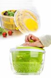 Salata Kurutucu Meyve Sebze Kurutma Makinesi Kilitli Yeşillik Süzgeci Kollu Çevirmeli Salad Spinner