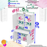 Modilayn YENİ AFRA 75x173x32,5 cm 1 Çekmece 4 Kapak 3 Raf 6 Bölme Çok Amaçlı Banyo & Mutfak Dolabı 