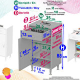 Modilayn EMİR 35 x 88 x 32,5 cm 1 Çekmece 1 Kapak 2 Raf 3 Bölme Çok Amaçlı Banyo & Mutfak Dolabı 