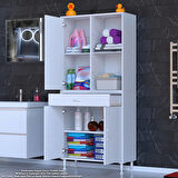 Modilayn AFRA 85x173x32,5 cm 1 Çekmece 3 Kapak 3 Raf 6 Bölme Çok Amaçlı Banyo & Mutfak Dolabı 