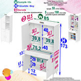 Modilayn AFRA 85x173x32,5 cm 1 Çekmece 3 Kapak 3 Raf 6 Bölme Çok Amaçlı Banyo & Mutfak Dolabı 