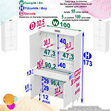 Modilayn YENİ AFRA 100x173x32,5 cm 1 Çekmece 4 Kapak 3 Raf 6 Bölme Çok Amaçlı Banyo & Mutfak Dolabı 