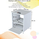 Modilayn LOYA 1 Kapak 59,6 x 87,4 x 56 cm Set Ocak Altı Mini Midi Mikrodalga Fırın Dolabı