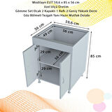 Modilayn ELİT 59,6 x 85 x 56 cm Gömme Set Ocak Altı 2 Kapaklı 2 Göz Raflı Hazır Mutfak Dolabı